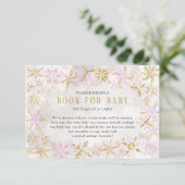 ピンク金ゴールドスノーフレーク赤ちゃんシャワーベビーカード用ブック エンクロージャーカード (スタンド正面)