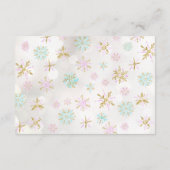 ピンク金ゴールドスノーフレーク赤ちゃんシャワーベビーカード用ブック エンクロージャーカード (裏面)