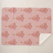 ピンク金ゴールドスパークルクリスマスツリー シェルパブランケット (正面(横))