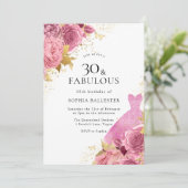 ピンク金ゴールドスパークルドレスバラ30th誕生日パーティー 招待状 (スタンド正面)