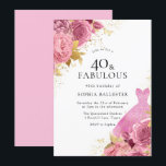 ピンク金ゴールドスパークルドレスバラ40th誕生日パーティー 招待状<br><div class="desc">ピンクの金ゴールドスパークルドレスバラ40th誕生日パーティの招待状私たちの店でエレガントより多くのフローラデザイン!一致するコレクションをストアで参照</div>