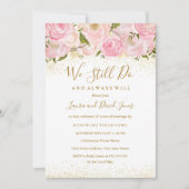 ピンク金ゴールドスパークルバラ結婚の誓いの更新 招待状 (正面)