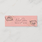 ピンク金ゴールドスペックスハンドネイルサロン スキニー名刺 (正面)