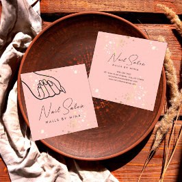 ピンク金ゴールドスペックスハンドネイルサロン スクエア名刺