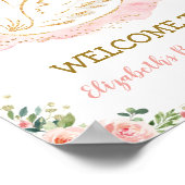 ピンク金ゴールドスワンガールベビーシャワーウェルカム ポスター (角)