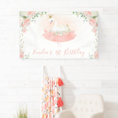 ピンク金ゴールドスワンプリンセスウェルカム誕生日バナー 横断幕 (インサイチュ)