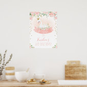 ピンク金ゴールドスワンプリンセスウェルカム誕生日ポスター ポスター (キッチン)