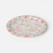 ピンク金ゴールドスワンプリンセスベビーシャワー誕生日デコール ペーパープレート (アングル)