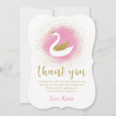 ピンク金ゴールドスワンプリンセス誕生日サンキューカード サンキューカード (正面)