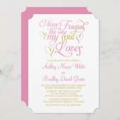 ピンク金ゴールドソウルラブズハート結婚式招待状 招待状 (正面/裏面)