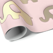 ピンク金ゴールドゾウ赤ちゃんシャワープリンセスガール ラッピングペーパー (ロールコーナー)