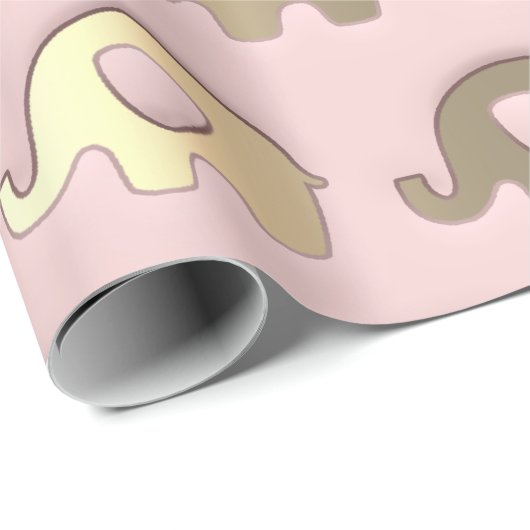 ピンク金ゴールドゾウ赤ちゃんシャワープリンセスガール ラッピングペーパー (ロールコーナー)