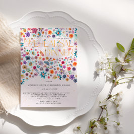 ピンク金ゴールドタイポグラフィボホフローラ結婚ズリハーサル 招待状