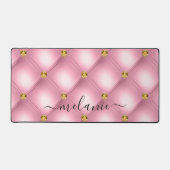 ピンク金ゴールドダイヤモンドタフテッド名前をカスタムする デスクマット (正面)