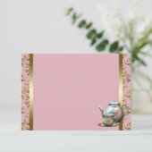 ピンク金ゴールドダマスクティーカップレシピカード (スタンド正面)