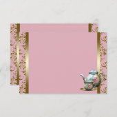 ピンク金ゴールドダマスクティーカップレシピカード (正面/裏面)