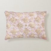 ピンク金ゴールドダマスクヴィンテージ手書き入力エフェメラ アクセントクッション (正面)