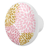 ピンク金ゴールドダリアフローラドロワーノブ セラミックノブ (右)