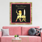 ピンク金ゴールドチエタプリント美しいブティックサイン キャンバスプリント (インサイチュ (リビング))