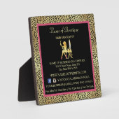 ピンク金ゴールドチータプリントブティック情報サイン フォトプラーク (正面)