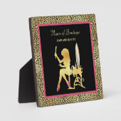 ピンク金ゴールドチータプリント美しいブティックサイン フォトプラーク (正面)