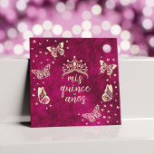 ピンク金ゴールドティアラ蝶15歳ありがとう フェイバータグ