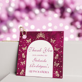 ピンク金ゴールドティアラ蝶15歳ありがとう フェイバータグ