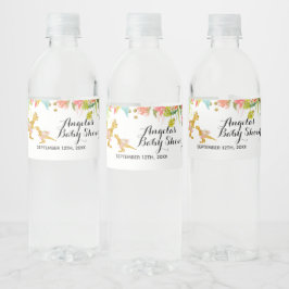 ピンク金ゴールドディノガールウォーターボトルラベル ペットボトルラベル