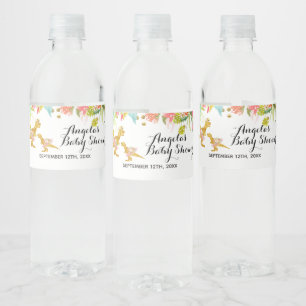 ピンク金ゴールドディノガールウォーターボトルラベル ペットボトルラベル