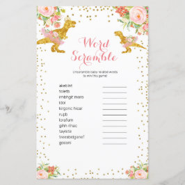 ピンク金ゴールドディノガールウォーター色ワードスクランブルゲーム