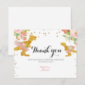 ピンク金ゴールドディーノガールサンキューカード サンキューカード (正面/裏面)