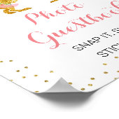 ピンク金ゴールドディーノガールフォトゲストブックサイン ポスター (角)