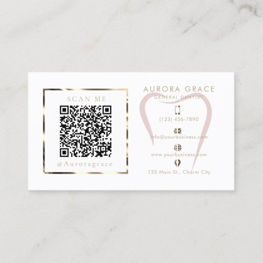 ピンク金ゴールドデンタルエレガンス 名刺 (裏面)