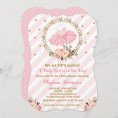 ピンク金ゴールドトゥチュベビーシャワー招待状バレリーナバレエ 招待状 (正面/裏面)