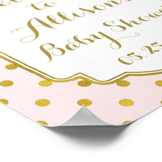 ピンク金ゴールドドカスタムットのウェルカムサイン ポスター (角)