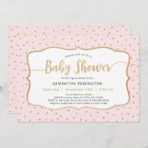 ピンク金ゴールドドットガールベビーシャワー