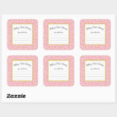 ピンク金ゴールドドット女の子のためのベビーシャワー蔵書票 スクエアシール (シート)