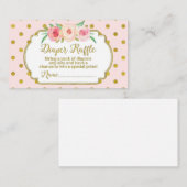 ピンク金ゴールドドット赤ちゃんシャワーおむつラッフルカード エンクロージャーカード (正面/裏面)