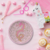 ピンク金ゴールドドラゴン中国のオン伝統的パターン ペーパープレート (パーティー)