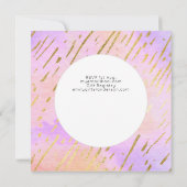 ピンク金ゴールドドリップグリッターユニコーンベビーガールシャワー 招待状 (裏面)