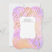 ピンク金ゴールドドリップグリッターユニコーンベビーガールシャワー 招待状 (裏面)