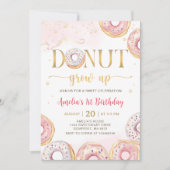 ピンク金ゴールドドーナツ成長誕生日招待状 招待状 (正面)
