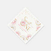 ピンク金ゴールドドーナツSweet One 1st Birthday スタンダードカクテルナプキン (角)