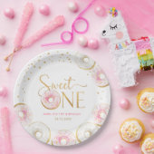 ピンク金ゴールドドーナツSweet One 1st Birthday ペーパープレート (パーティー)