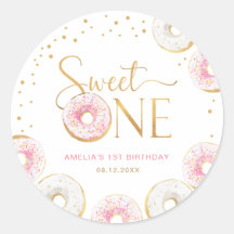 ピンク金ゴールドドーナツSweet One 1st Birthday