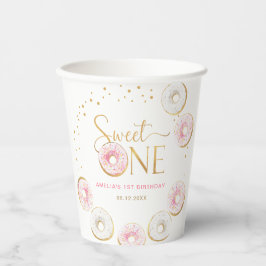 ピンク金ゴールドドーナツSweet One 1st Birthday 紙コップ