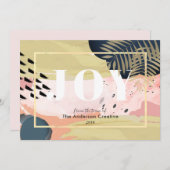 ピンク金ゴールドネイビー抽象芸術ビジネスホリデーカード シーズンカード (正面/裏面)