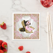 ピンク金ゴールドハイヒールシューエスニックガールベビーシャワー スタンダードカクテルナプキン (インサイチュ)