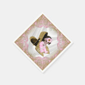 ピンク金ゴールドハイヒールシューエスニックガールベビーシャワー スタンダードカクテルナプキン (角)