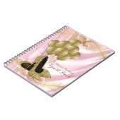 ピンク金ゴールドハイヒールシューバースデーパーティーゲストブック ノートブック (左側)